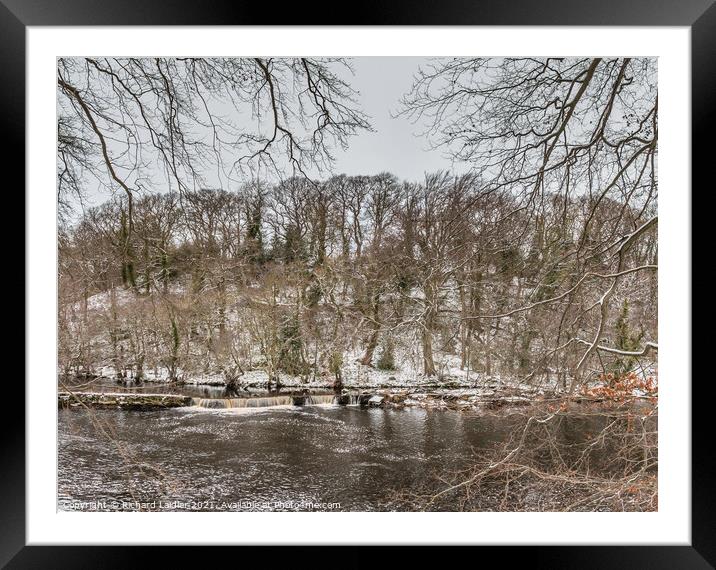 A Wintry River Tees at Whorlton Framed Mounted Print by Richard Laidler