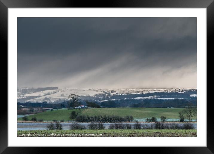 Bright Interval and Snow Squall over Newsham Moor Framed Mounted Print by Richard Laidler