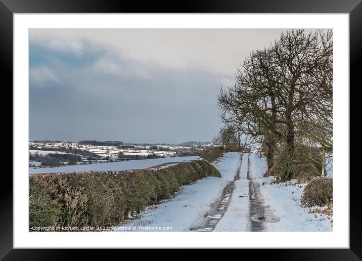 Towards Bowes from Van Farm Lane, Teesdale in Winter Framed Mounted Print by Richard Laidler