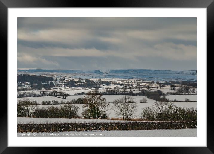 Bright Interval on a Snowy Barningham, Teesdale Framed Mounted Print by Richard Laidler