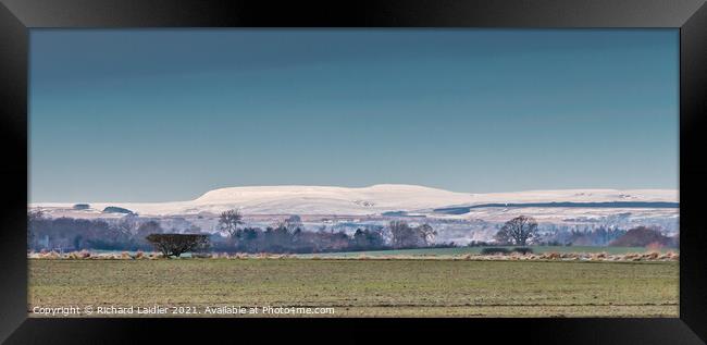 Snowy Cross Fell from Hutton Hall Farm, Teesdale Framed Print by Richard Laidler