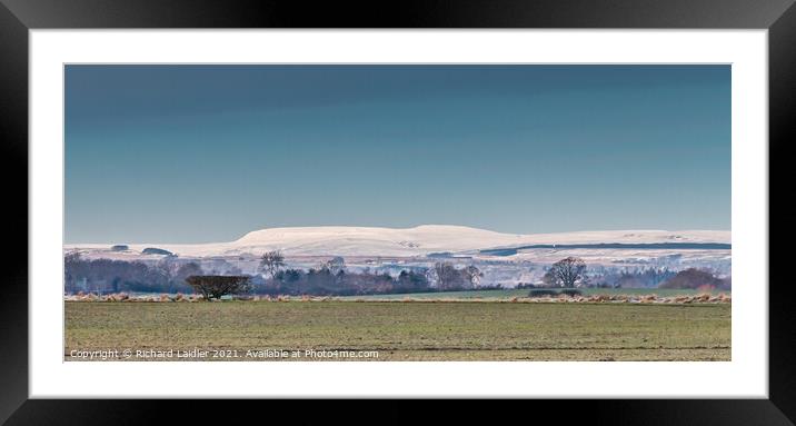 Snowy Cross Fell from Hutton Hall Farm, Teesdale Framed Mounted Print by Richard Laidler