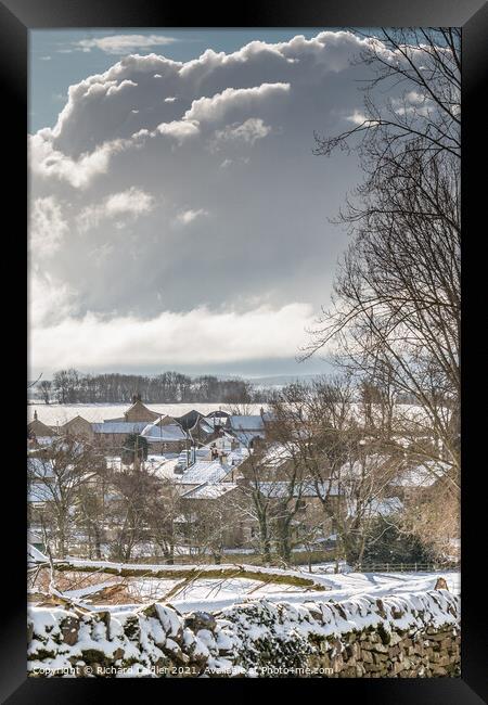 Hutton Magna Village, Teesdale in Snow Framed Print by Richard Laidler