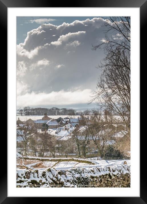 Hutton Magna Village, Teesdale in Snow Framed Mounted Print by Richard Laidler