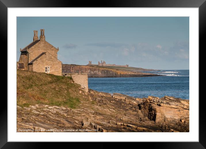 Howick Bathing House and Dunstanburgh Castle Framed Mounted Print by Richard Laidler