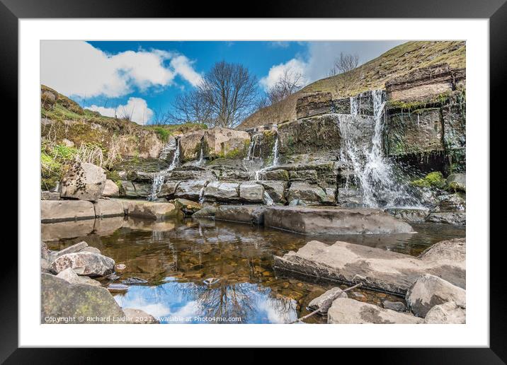 Ettersgill Beck Waterfall from Low Level Framed Mounted Print by Richard Laidler