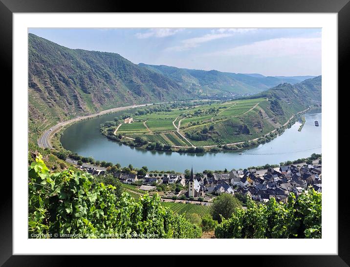 View over the bend of the river Moselle in Germany Framed Mounted Print by Lensw0rld 