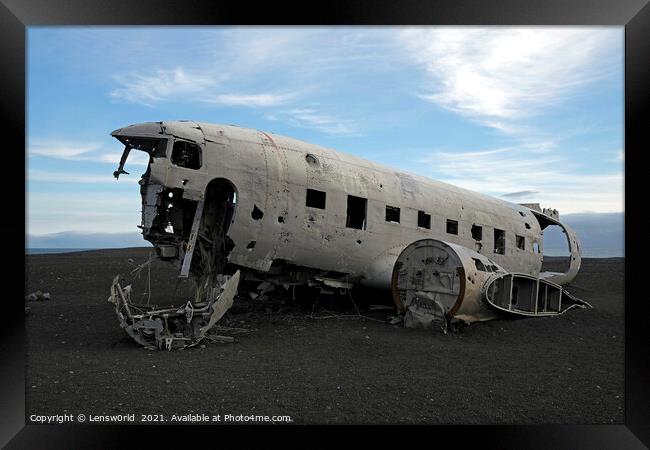 Abandoned plane wreck at Solheimasandur, Iceland Framed Print by Lensw0rld 
