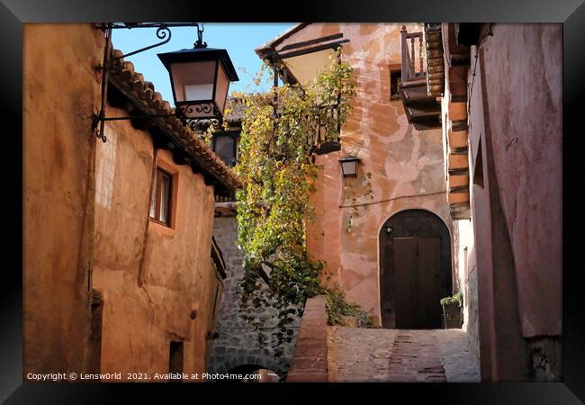 Beautiful old buildings in the mountain village of Albarracin, Spain Framed Print by Lensw0rld 
