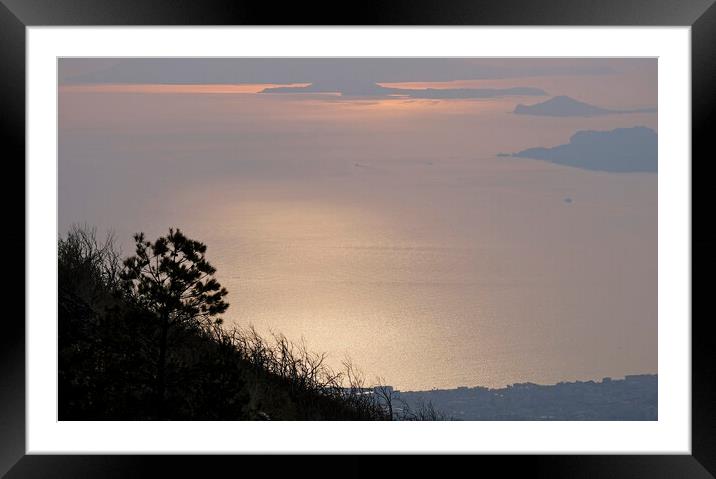 View from Mount Vesuvius at dusk Framed Mounted Print by Lensw0rld 