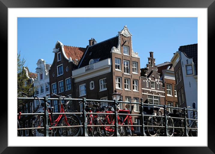 Amsterdam - Bikes, Bridges, Buildings Framed Mounted Print by Lensw0rld 