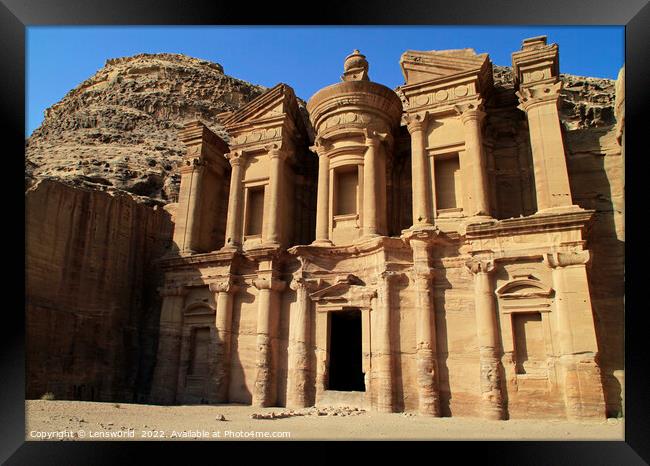 The Monastery in Petra, Jordan Framed Print by Lensw0rld 
