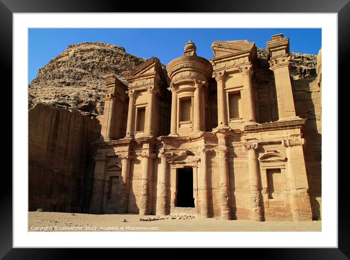 The Monastery in Petra, Jordan Framed Mounted Print by Lensw0rld 