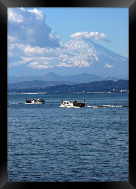 Ferry boats with Mount Fuji in the background Framed Print by Lensw0rld 