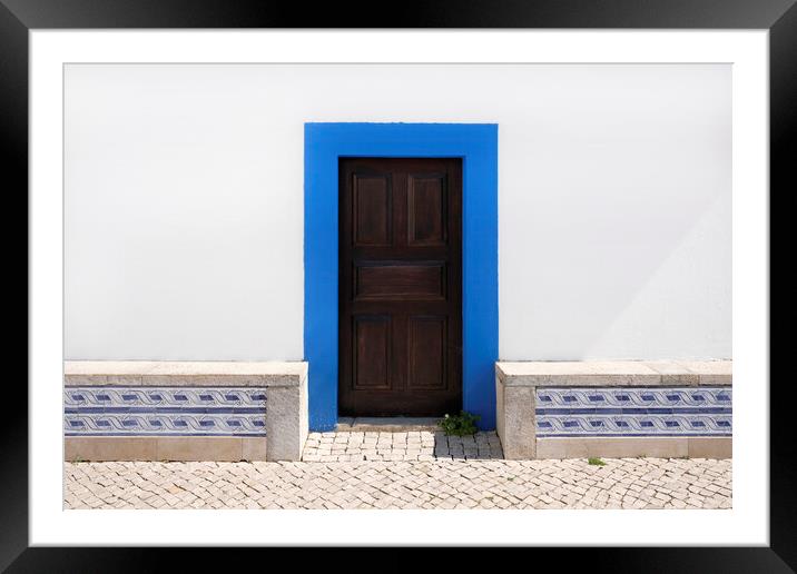 Wooden door in Ericeira, Portugal Framed Mounted Print by Lensw0rld 