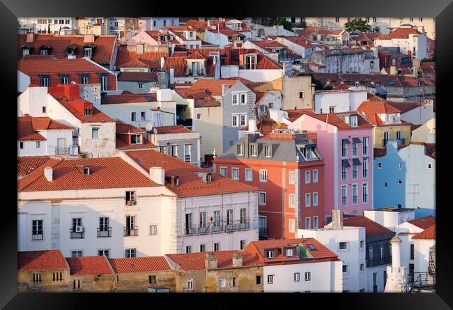 Buildings and roof tops in Lisbon  Framed Print by Lensw0rld 