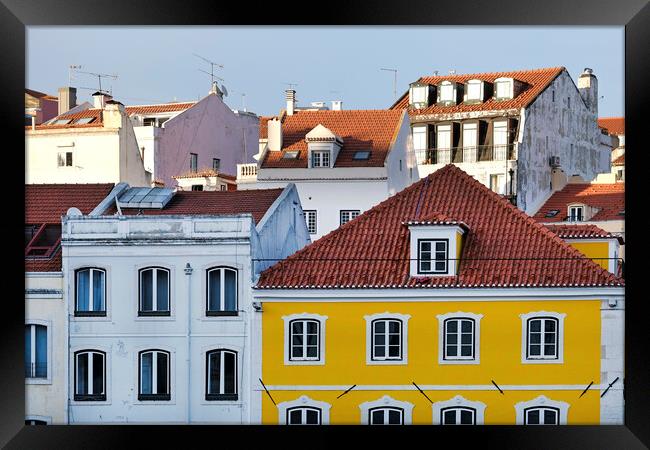 Buildings and roof tops in Lisbon Framed Print by Lensw0rld 