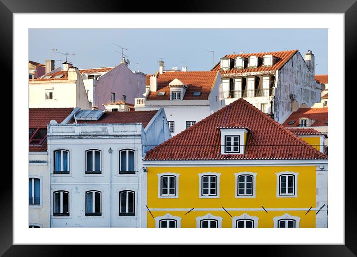 Buildings and roof tops in Lisbon Framed Mounted Print by Lensw0rld 