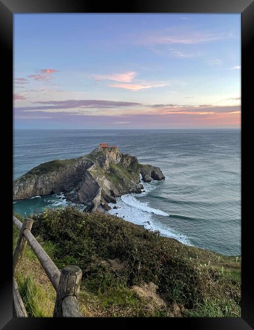 View over San Juan de Gaztelugatxe in Spain Framed Print by Lensw0rld 