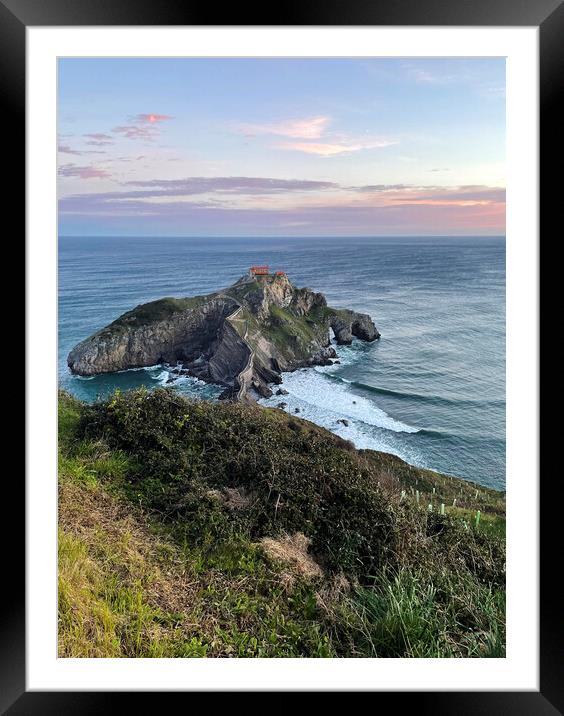 View over San Juan de Gaztelugatxe in Spain Framed Mounted Print by Lensw0rld 