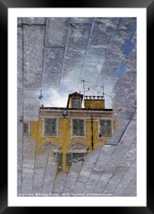 Mirror world - a yellow house in Nice, France Framed Mounted Print by Lensw0rld 