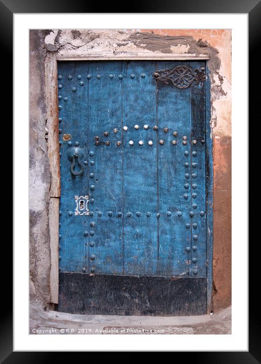 Ancient blue door in the old town of Marrakesh Framed Mounted Print by Lensw0rld 