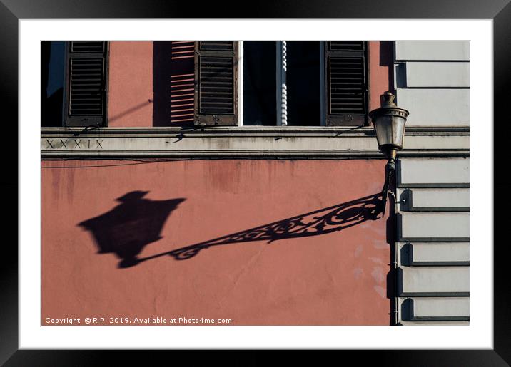 A street light in Rome throwing a long shadow Framed Mounted Print by Lensw0rld 