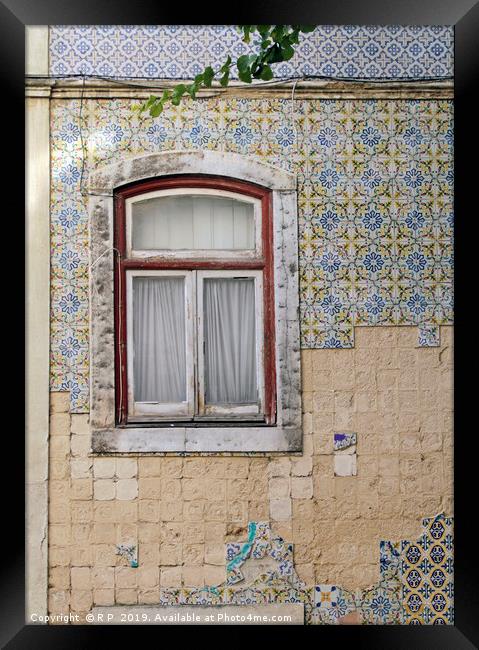 Weathered, but beautiful wall adorned with tiles Framed Print by Lensw0rld 