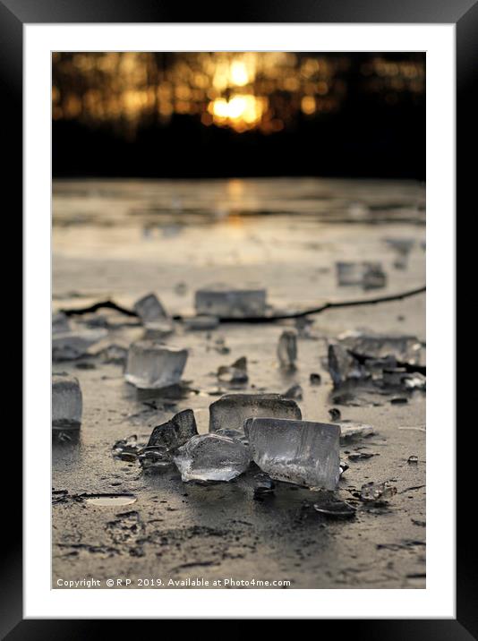 Sunset over a frozen lake Framed Mounted Print by Lensw0rld 