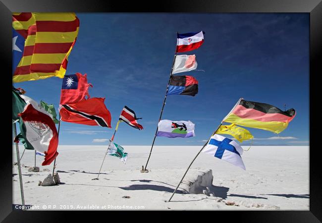 Multiple national flags in Uyuni, Bolivia Framed Print by Lensw0rld 