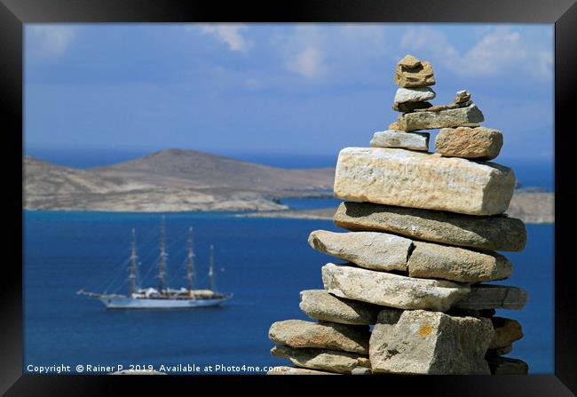 Sailing boat near Mykonos Framed Print by Lensw0rld 