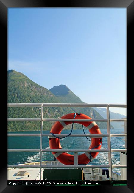 Ferry ride through a fjord Framed Print by Lensw0rld 