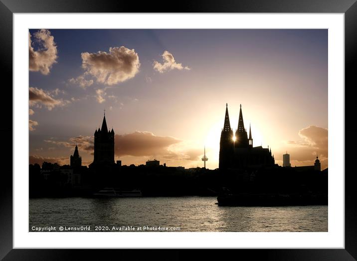 Cologne Cathedral sunset Framed Mounted Print by Lensw0rld 