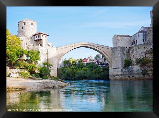 The famous Stari Most bridge in Mostar, Bosnia & H Framed Print by Lensw0rld 