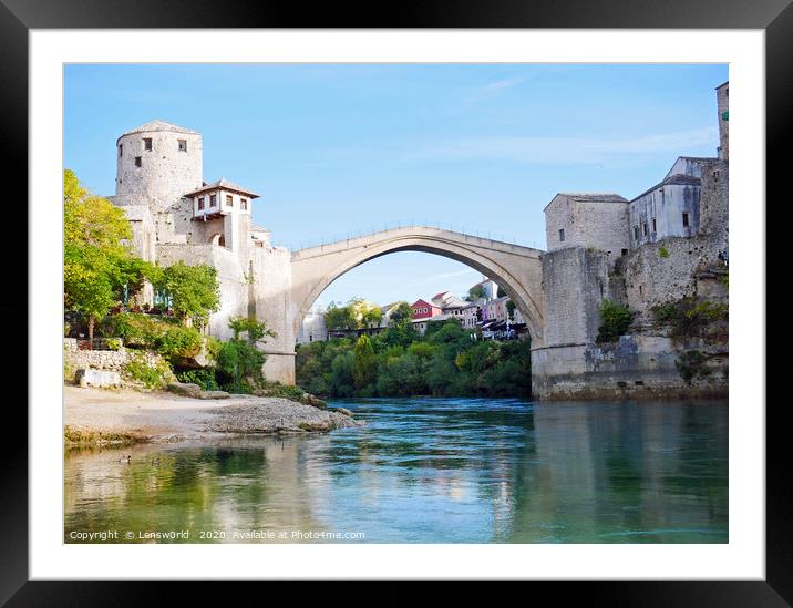 The famous Stari Most bridge in Mostar, Bosnia & H Framed Mounted Print by Lensw0rld 