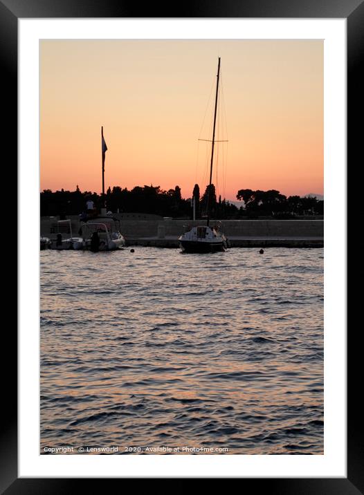 Sunset in the port of Hvar, Croatia Framed Mounted Print by Lensw0rld 