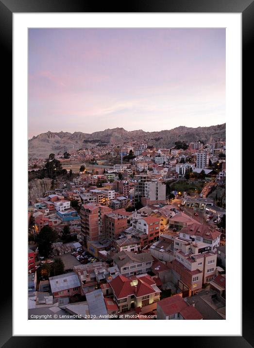 View over La Paz, Bolivia, in the evening hours Framed Mounted Print by Lensw0rld 