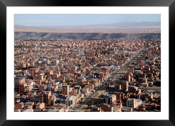 Aerial view over La Paz, Bolivia Framed Mounted Print by Lensw0rld 