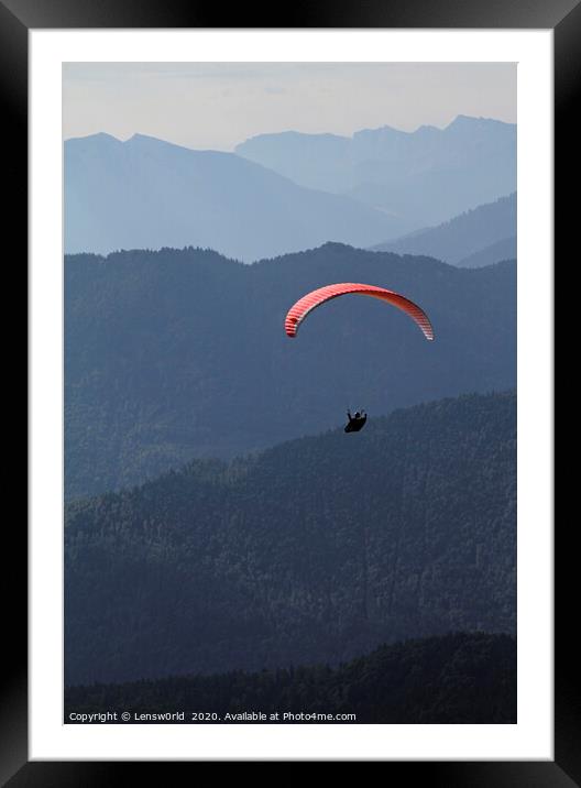Paraglider in front of a mountain panorama Framed Mounted Print by Lensw0rld 