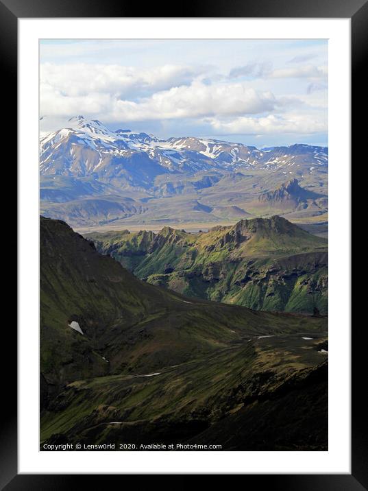 Rugged mountain landscape in Iceland Framed Mounted Print by Lensw0rld 