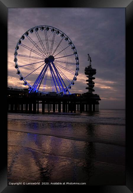 Ferris wheel at the beach of Scheveningen, Holland Framed Print by Lensw0rld 