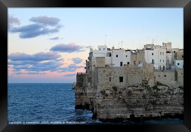 Beautiful sunset in Monopoli, Italy Framed Print by Lensw0rld 