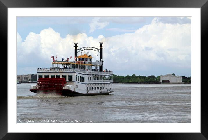 Steamboat on Mississippi river Framed Mounted Print by Lensw0rld 