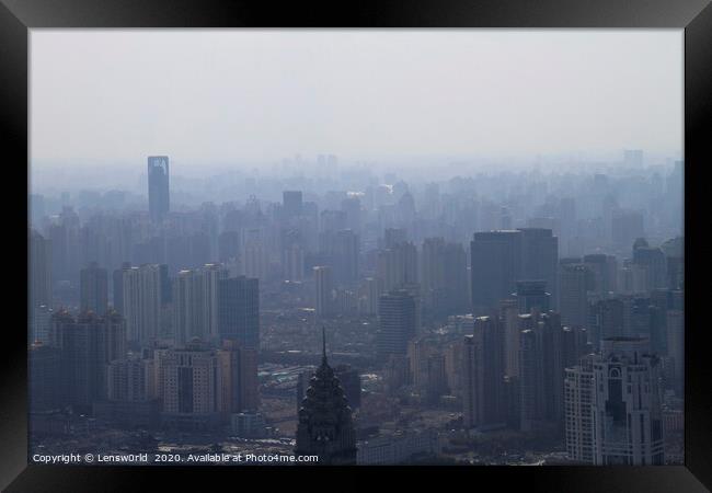 Misty Shanghai skyline Framed Print by Lensw0rld 
