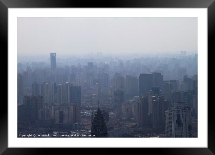 Misty Shanghai skyline Framed Mounted Print by Lensw0rld 