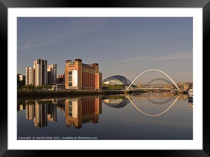 Newcastle upon Tyne Reflections Framed Mounted Print by Harshil Shah