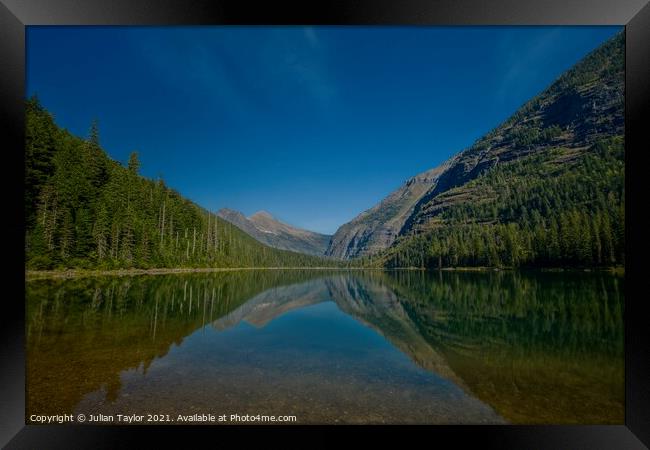 Avalanche Lake, Glacier National Park Framed Print by Jules Taylor