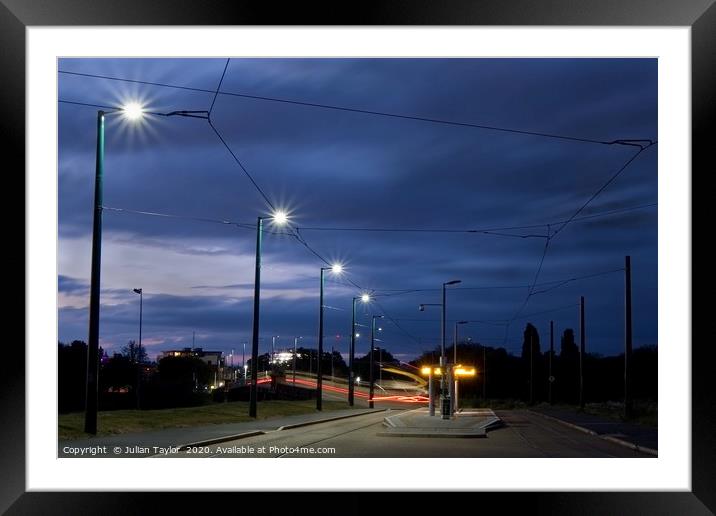 Last Tram at Night Framed Mounted Print by Jules Taylor