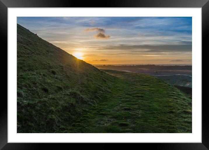 The sunset around the hill Framed Mounted Print by David Wilson