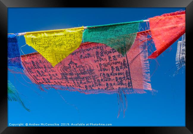 Prayer Flags Framed Print by Andrew McConochie